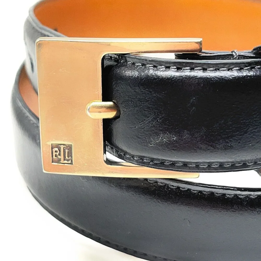 LAUREN Ralph Lauren Black Italian Leather Womens Belt Size M 1